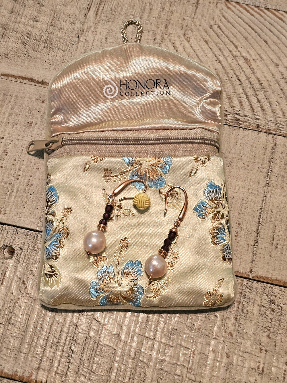 Honora Collection Freshwater Pearl Drop Earrings With Garnet Accents ✨️ New ✨️